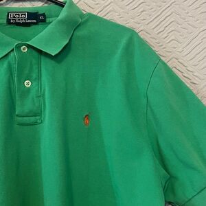 Polo By Ralph Lauren Shirt Mens XL Green Cotton Short Sleeves Polo Orange Pony